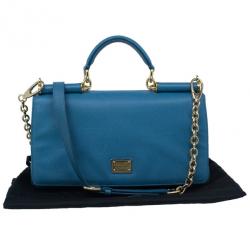 مملوكة مسبقًا حقيبة يد دولتشي أند غابانا سلاسل زخرفية جلد أزرق