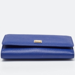 Pre Owned Dolce & Gabbana Blue Leather Miss Sicily Wallet on Chain