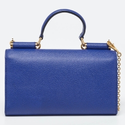Pre Owned Dolce & Gabbana Blue Leather Miss Sicily Wallet on Chain