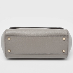 Pre Owned Dolce & Gabbana Grey Leather Medium Miss Sicily Top Handle Bag