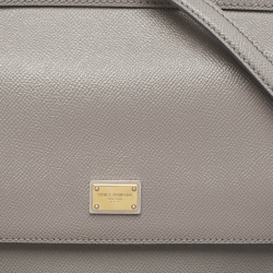 Pre Owned Dolce & Gabbana Grey Leather Medium Miss Sicily Top Handle Bag