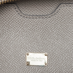 Pre Owned Dolce & Gabbana Grey Leather Medium Miss Sicily Top Handle Bag