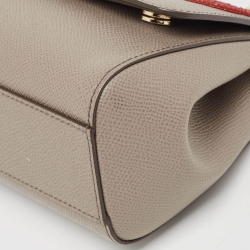Pre Owned Dolce & Gabbana Grey Leather Small Love Sicily Top Handle Bag