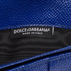 Pre Owned Dolce & Gabbana Blue Leather Sicily Smart Gloss Wallet on Chain