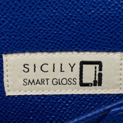 Pre Owned Dolce & Gabbana Blue Leather Sicily Smart Gloss Wallet on Chain