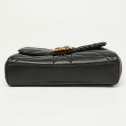 Pre Owned Dolce & Gabbana Black Quilted Nappa Leather Large Devotion Shoulder Bag