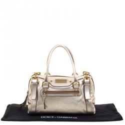 Dolce and Gabbana Silver Leather Miss Easy Way Boston Bag