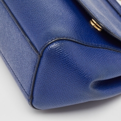 Pre Owned Dolce & Gabbana Blue Leather Small Miss Sicily Top Handle Bag
