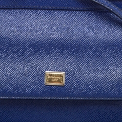 Pre Owned Dolce & Gabbana Blue Leather Small Miss Sicily Top Handle Bag