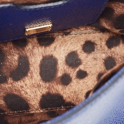 Pre Owned Dolce & Gabbana Blue Leather Small Miss Sicily Top Handle Bag