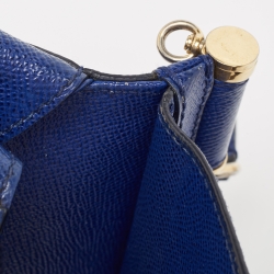 Pre Owned Dolce & Gabbana Blue Leather Small Miss Sicily Top Handle Bag