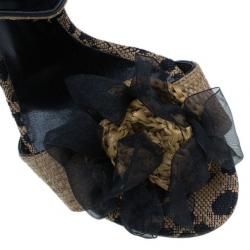 مملوكة مسبقًا Dolce and Gabbana Leopard Raffia Platform Sandals Size 40