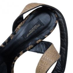مملوكة مسبقًا Dolce and Gabbana Leopard Raffia Platform Sandals Size 40