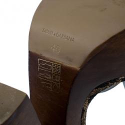 مملوكة مسبقًا Dolce and Gabbana Leopard Raffia Platform Sandals Size 40