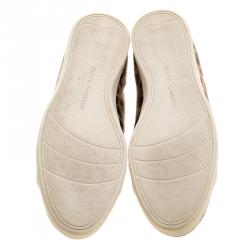 Pre Owned حذاء رياضي دولتشي أند غابانا منخفض من أعلى كانفاس مقوى طباعة فهد بني مقاس 38