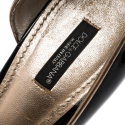 مملوكة مسبقًا Dolce Gabbana Black Patent Leather D'Orsay Wedge Pump Size 40.5