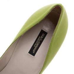 Pre Owned Dolce & Gabbana Pear Green Leather Peep Toe Platform Pumps Size 39