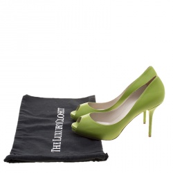 Pre Owned Dolce & Gabbana Pear Green Leather Peep Toe Platform Pumps Size 39