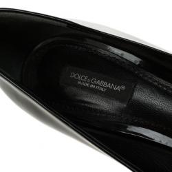 مملوكة مسبقًا Dolce and Gabbana Black Patent Crystal Embellished Peep Toe Pumps Size 37