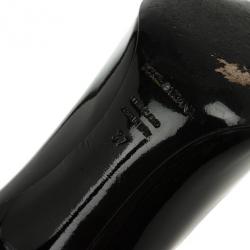 مملوكة مسبقًا Dolce and Gabbana Black Patent Crystal Embellished Peep Toe Pumps Size 37