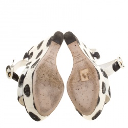 Pre Owned صندل دولتشي أند غابانا ليانكا كانفاس منقط كريستال مزخرف كعب روكي مقاس 37.5