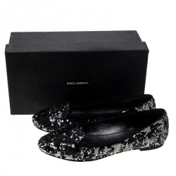 Dolce and Gabbana Two Tone Sequins Embellished Smoking Slippers Size 39