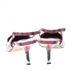 Pre Owned Dolce And Gabbana Floral Print Patent Leather Slingback Sandals Size 41