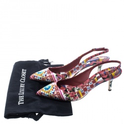 Pre Owned Dolce And Gabbana Floral Print Patent Leather Slingback Sandals Size 41