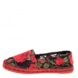 مملوكة مسبقًا Dolce and Gabbana Rose Lace Macrame Espadrilles Size 37