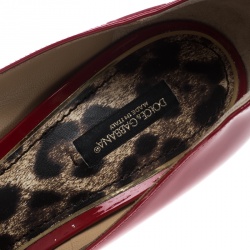 Pre Owned حذاء كعب عالي دولتشي أند غابانا جلد أحمر لامع مقدمة مفتوحة نعل سميك مقاس 40