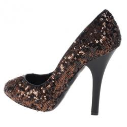Pre Owned Dolce and Gabbana Bronze Sequin Pumps Size 38
