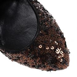 Pre Owned Dolce and Gabbana Bronze Sequin Pumps Size 38