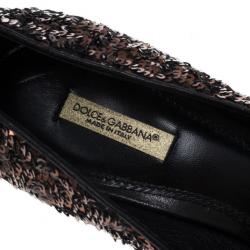 Pre Owned Dolce and Gabbana Bronze Sequin Pumps Size 38