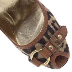 Pre Owned Dolce and Gabbana Leopard Print Peep Toe Pumps Size 37