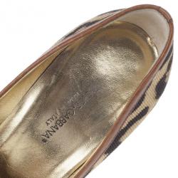 Pre Owned Dolce and Gabbana Leopard Print Peep Toe Pumps Size 37