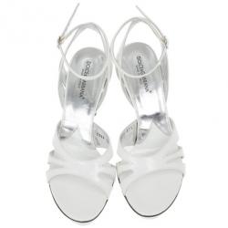 مملوكة مسبقًا Dolce and Gabbana White Leather Ankle Strap Sandals Size 37.5
