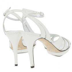 مملوكة مسبقًا Dolce and Gabbana White Leather Ankle Strap Sandals Size 37.5