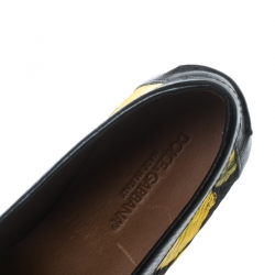 مملوكة مسبقًا Dolce and Gabbana Lemon Print Crystal Embellished Espadrillle Moccasins Size 36.5