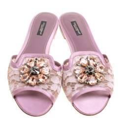 مملوكة مسبقًا سلايد دولتشي أند غابانا صوفيا منقوش دانتيل أسود مقاس 39.5