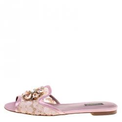 مملوكة مسبقًا سلايد دولتشي أند غابانا صوفيا منقوش دانتيل أسود مقاس 39.5