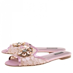 مملوكة مسبقًا سلايد دولتشي أند غابانا صوفيا منقوش دانتيل أسود مقاس 39.5