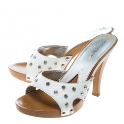 Pre Owned صندل سلايد دولتشي أند غابانا جلد أسود لامع خشبي مقاس 38.5