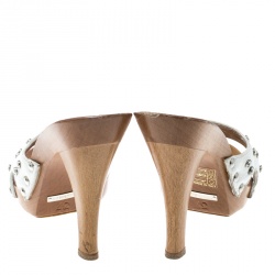 Pre Owned صندل سلايد دولتشي أند غابانا جلد أسود لامع خشبي مقاس 38.5