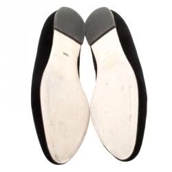Pre Owned Dolce and Gabbana Black Embroidered Velvet Smoking Slippers Size 39.5