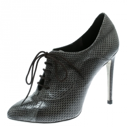 Pre Owned حذاء بوت كاحل دولتشي أند غابانا أكسفورد ثعبان رمادي مقاس 37.5