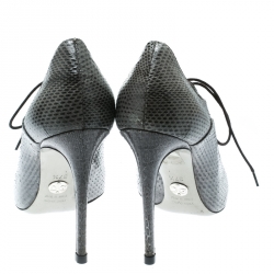 Pre Owned حذاء بوت كاحل دولتشي أند غابانا أكسفورد ثعبان رمادي مقاس 37.5