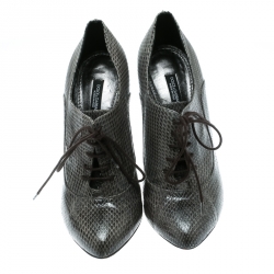 Pre Owned حذاء بوت كاحل دولتشي أند غابانا أكسفورد ثعبان رمادي مقاس 37.5