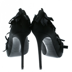 Pre Owned Dolce and Gabbana Black Fabric Bow Embellished Platform Pumps Size 38