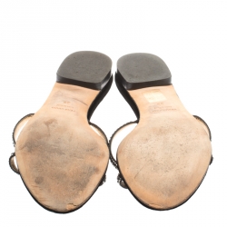 Pre Owned حذاء فلات سلايد دولشي أند غابانا ستان رباط كروس مزين كريستال أسود مقاس 39