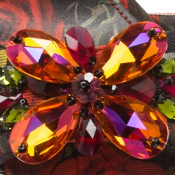 Pre Owned صندل دولتشي أند غابانا سير كاحل مزخرف كريستال قماش طباعة زهور متعدد الألوان مقاس 36